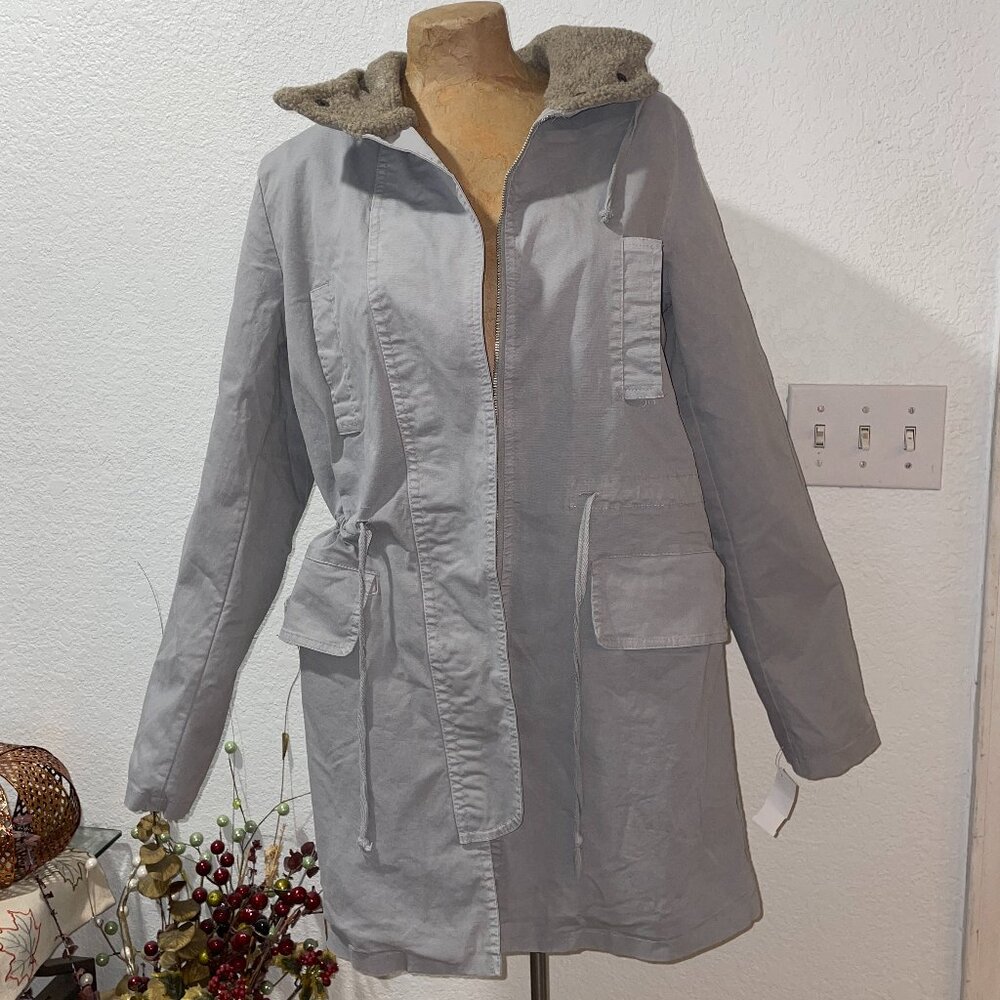 NWT Hooded Gray Utility Heavy Coat BACI Made in Italy M